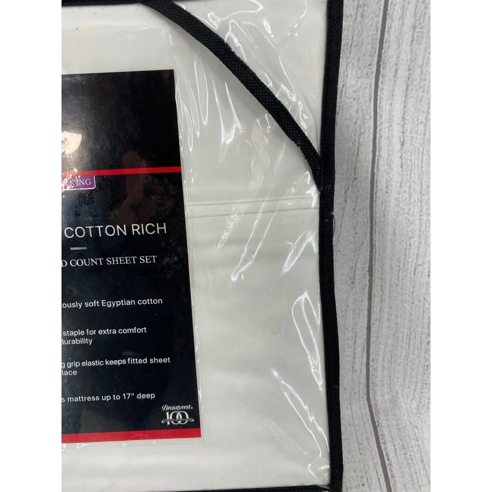 Beautyrest Black Sheet Set California King White 1000TC Egyptian Cotton Rich